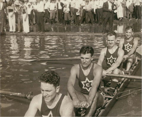 Century Boat Club 4-Oared Crew (August “Gus” Erker’s home club) at a race circa 1921.The Club was nicknamed the ''Silk Stocking Oarsmen'' because most of its memberswere well-heeled citizens.